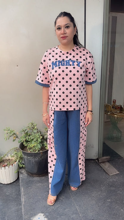 Mickey pink polka Denim Style Cordset