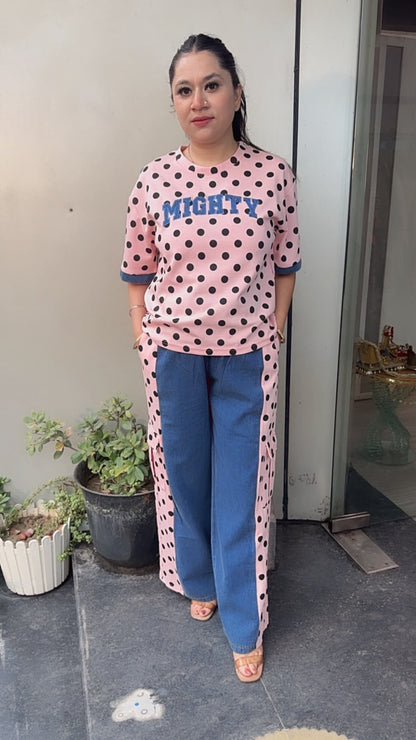Mickey pink polka Denim Style Cordset