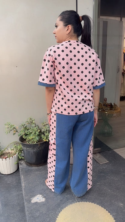 Mickey pink polka Denim Style Cordset