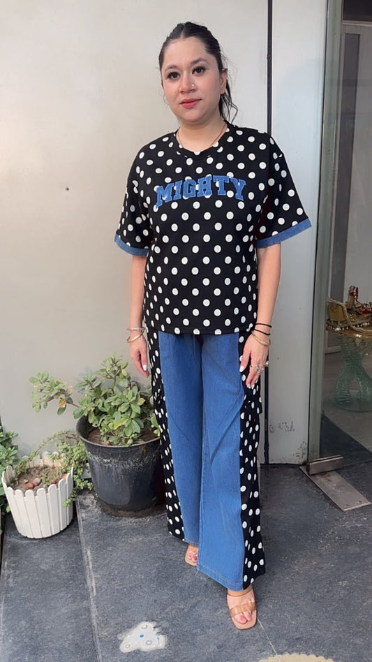 Mickey Black polka Denim Style Cordset