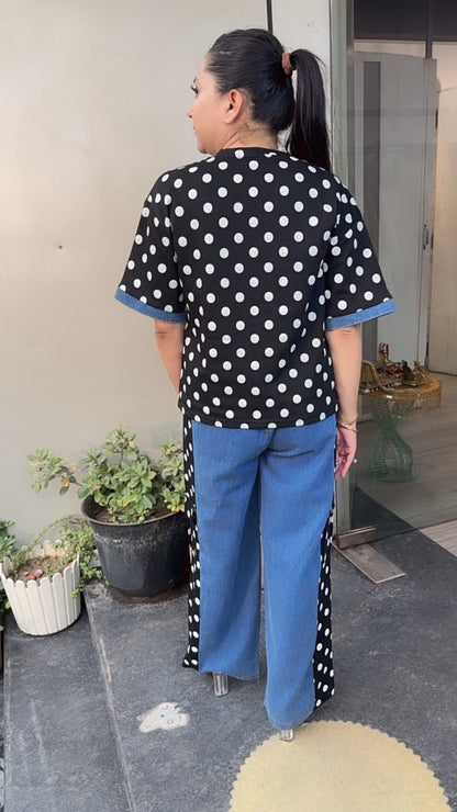 Mickey Black polka Denim Style Cordset