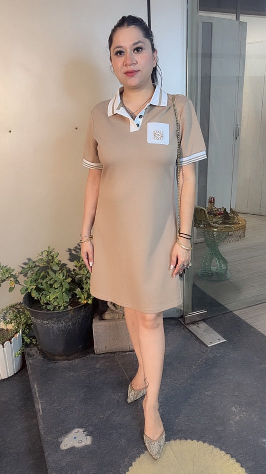 Selvia Beige 1pc Dress