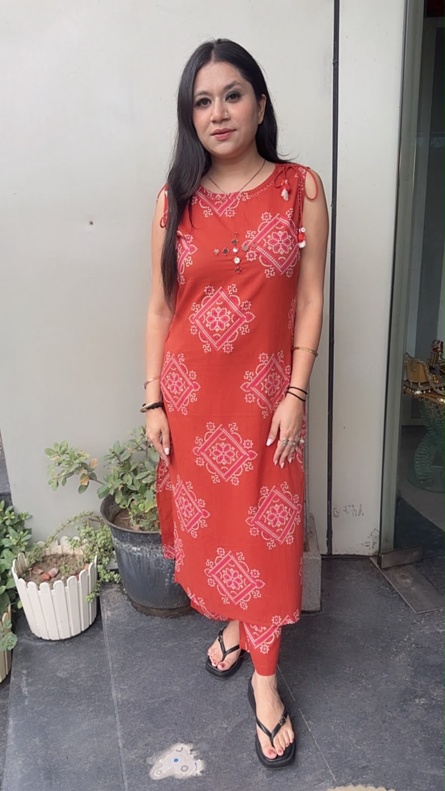 Orange Bandani Digital Cotton Tunic set