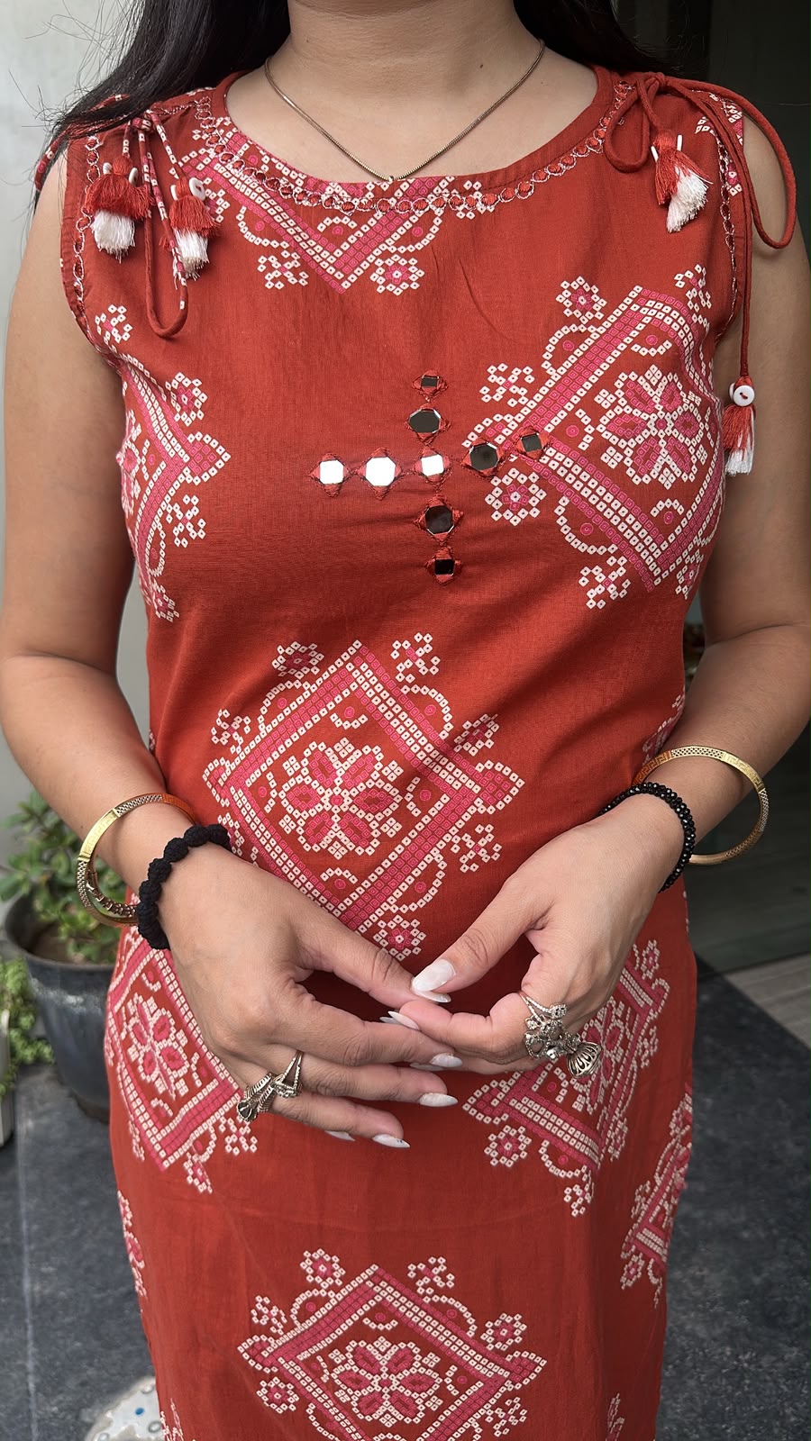 Orange Bandani Digital Cotton Tunic set