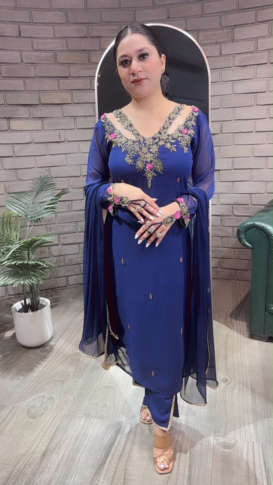 Noorani Navy Blue Designer suit