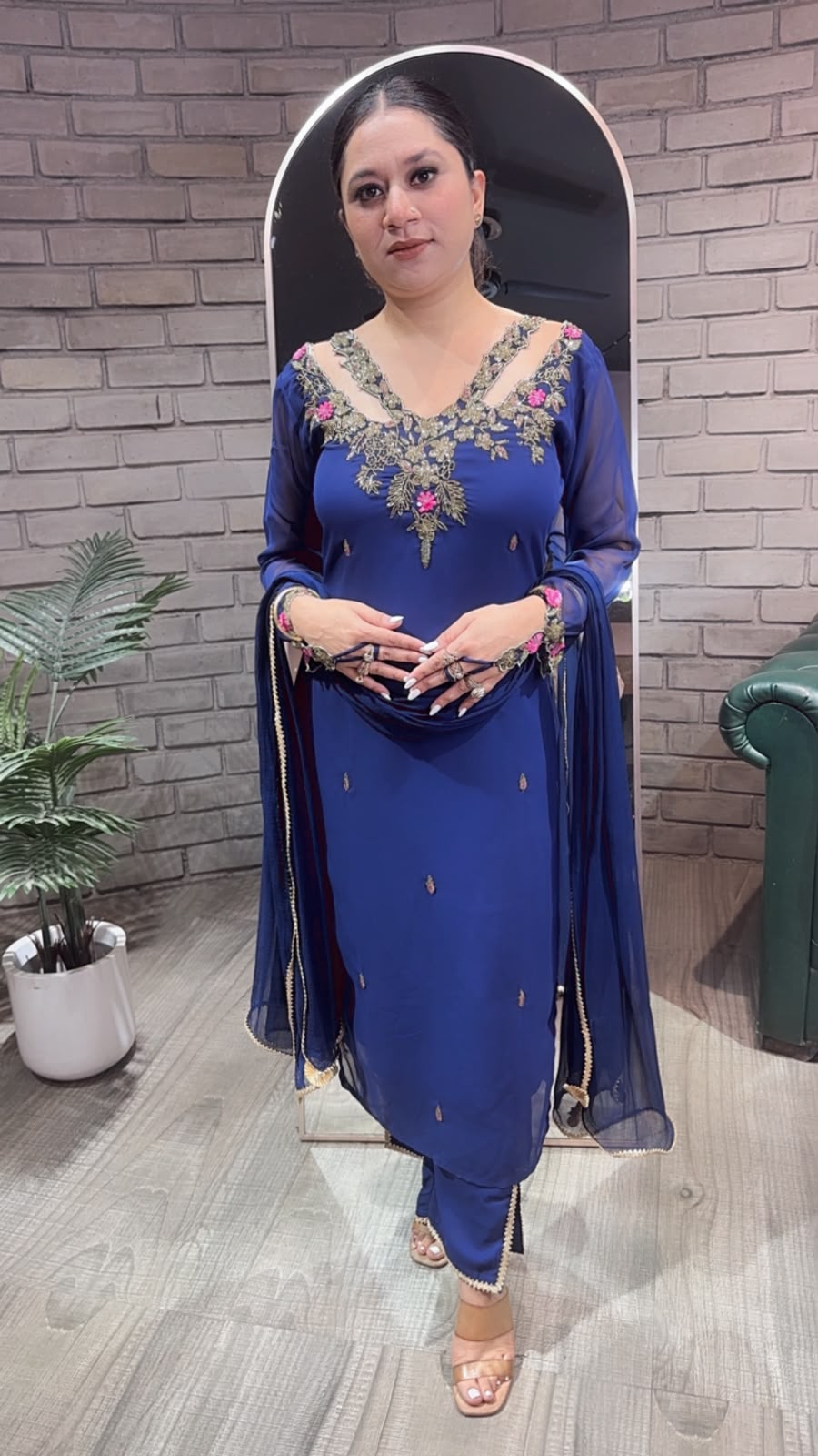 Noorani Navy Blue Designer suit