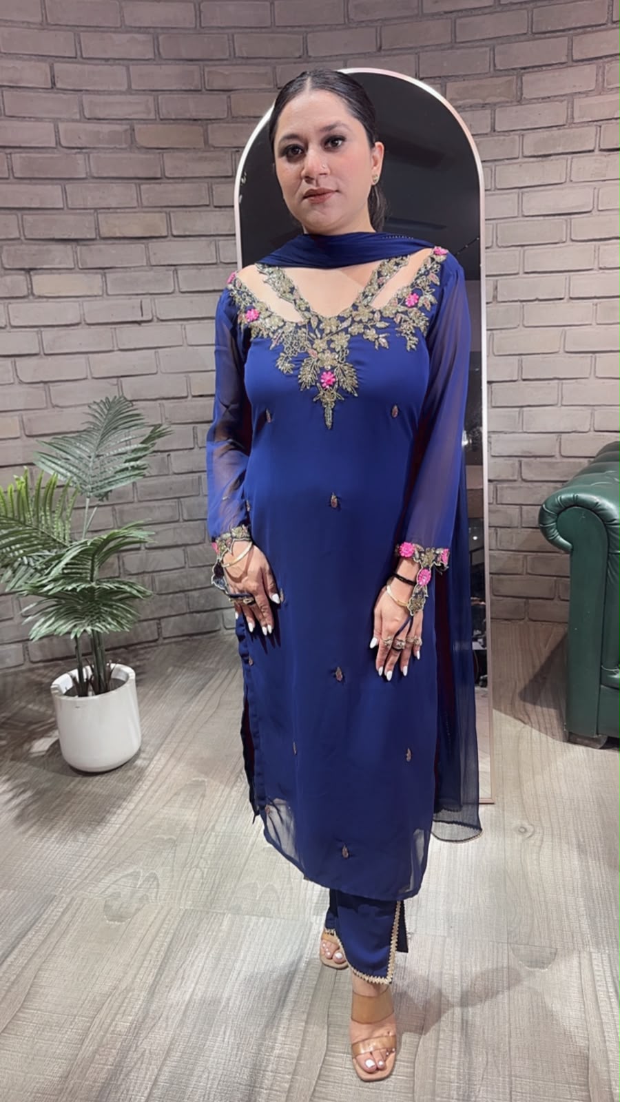 Noorani Navy Blue Designer suit