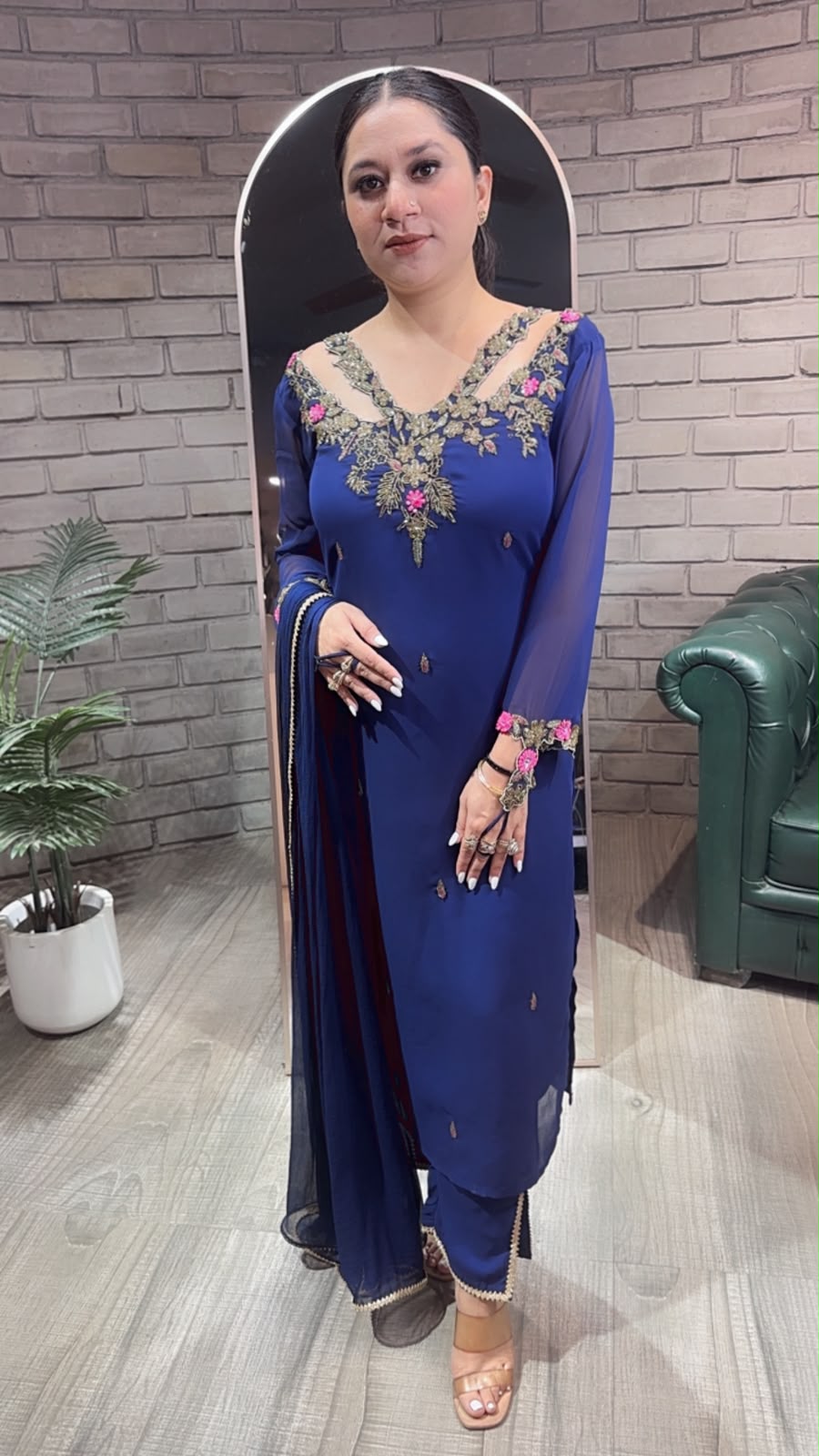 Noorani Navy Blue Designer suit