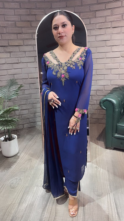 Noorani Navy Blue Designer suit