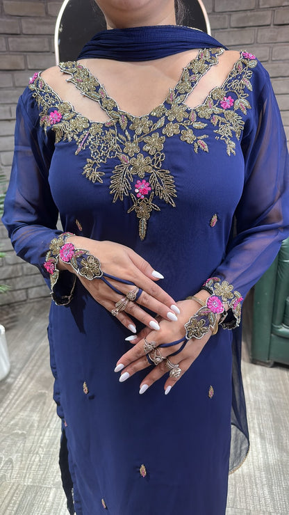 Noorani Navy Blue Designer suit