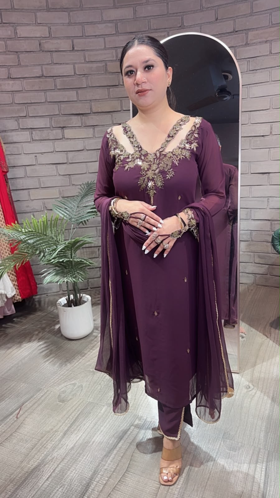 Noorani Wine Designer suit