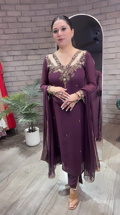 Noorani Wine Designer suit