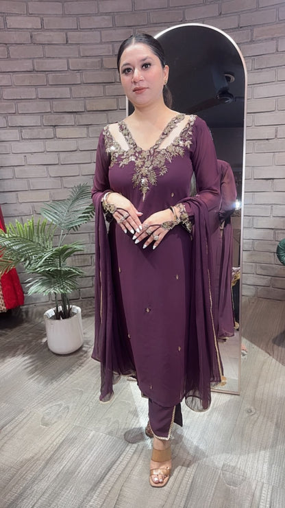 Noorani Wine Designer suit