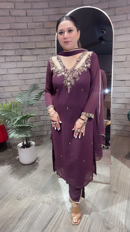 Noorani Wine Designer suit