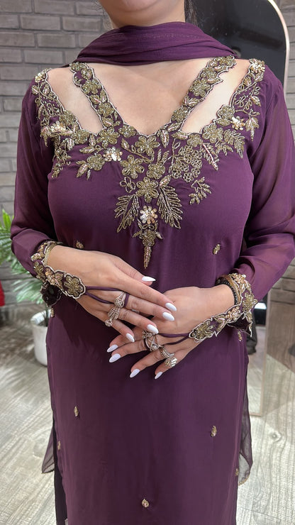Noorani Wine Designer suit