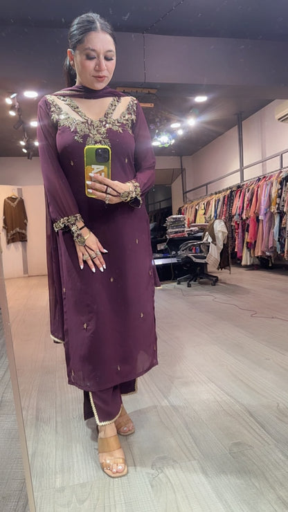 Noorani Wine Designer suit