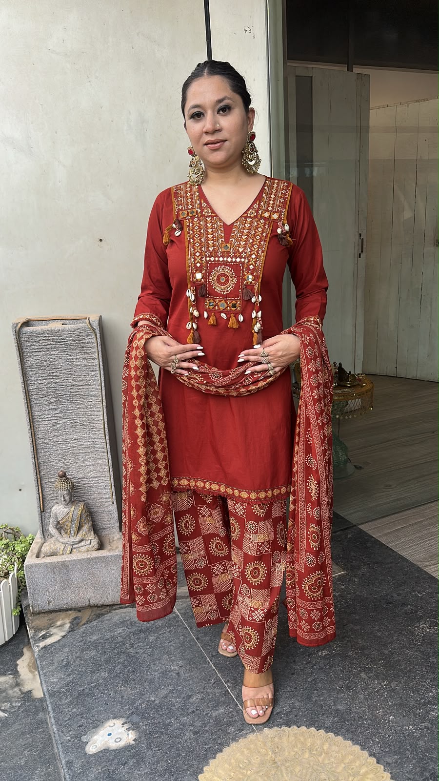 Zubera Rust Farshi Salwar Cotton Designer suit