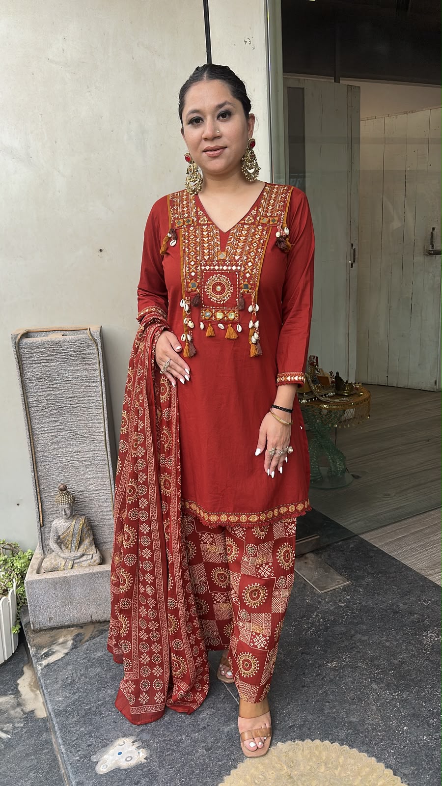 Zubera Rust Farshi Salwar Cotton Designer suit