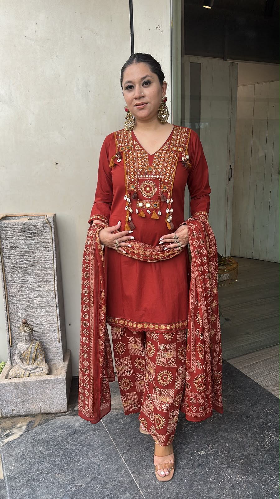 Zubera Rust Farshi Salwar Cotton Designer suit