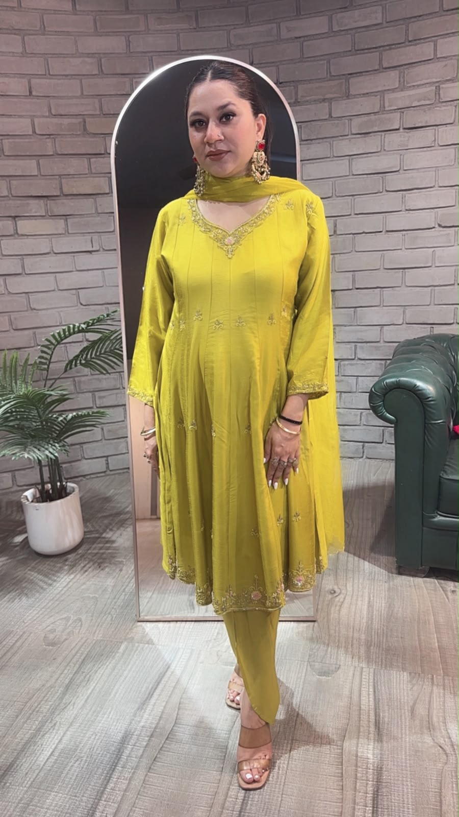 Bhujia Lime peplum Designer Suit