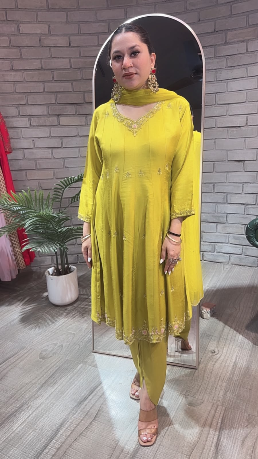 Bhujia Lime peplum Designer Suit