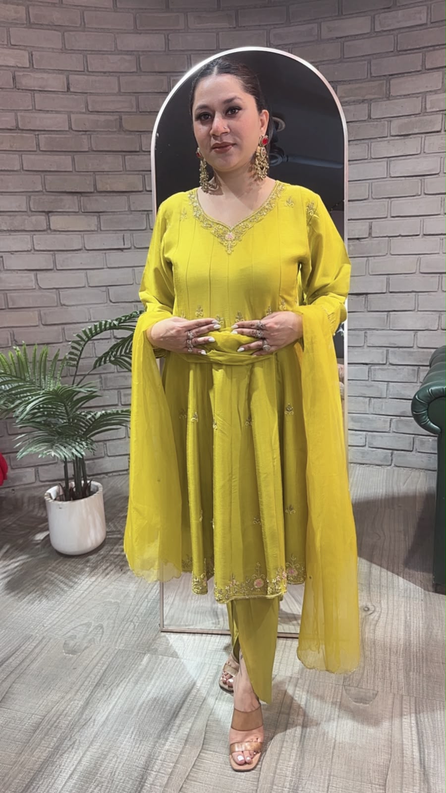 Bhujia Lime peplum Designer Suit