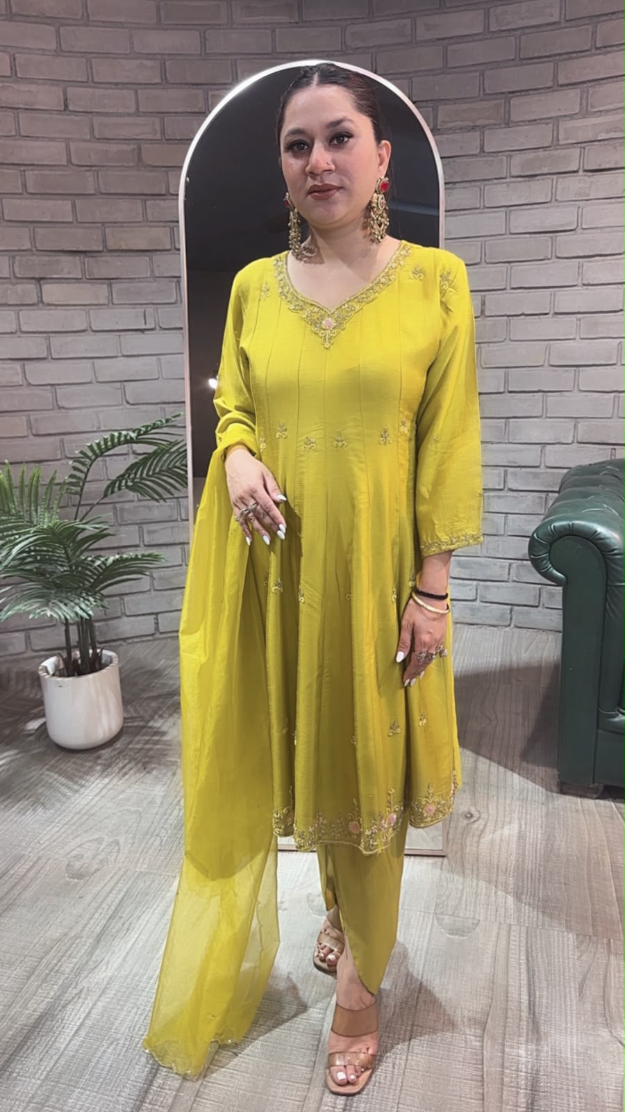 Bhujia Lime peplum Designer Suit