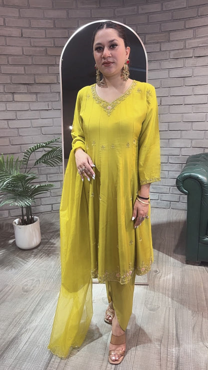 Bhujia Lime peplum Designer Suit