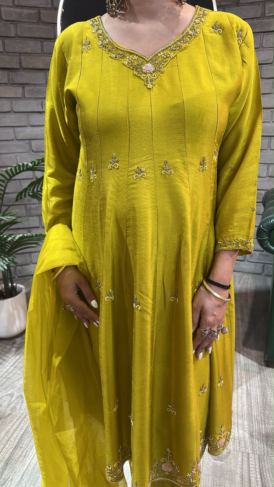 Bhujia Lime peplum Designer Suit