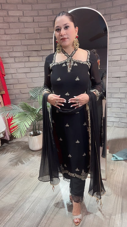 Eknoor Black Crisscross Designer Suit