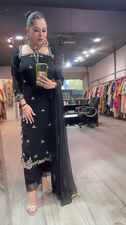 Eknoor Black Crisscross Designer Suit