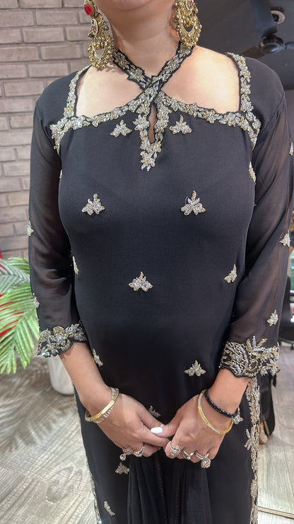 Eknoor Black Crisscross Designer Suit