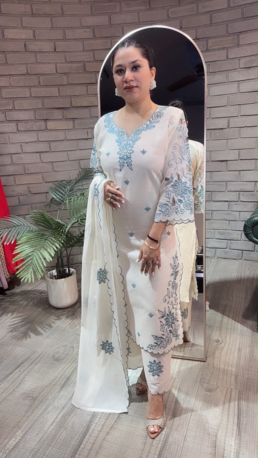 Sifat Ivory Cutwork cotton Designer Suit