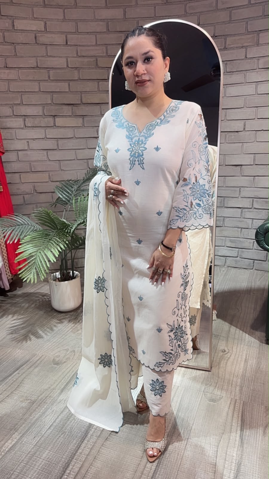 Sifat Ivory Cutwork cotton Designer Suit