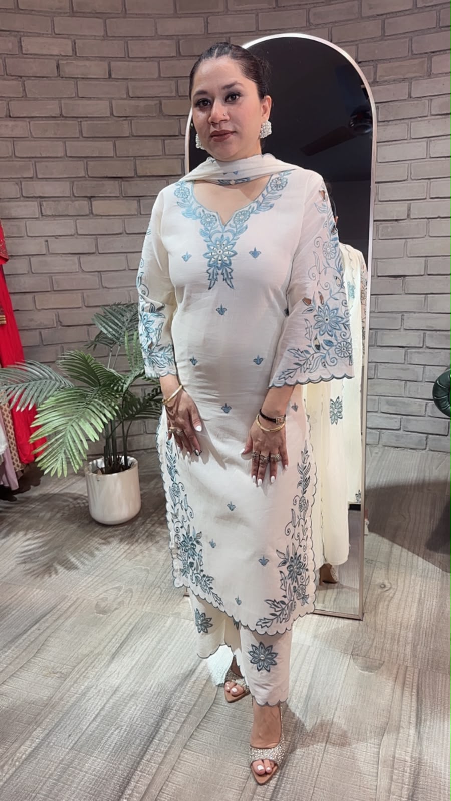 Sifat Ivory Cutwork cotton Designer Suit