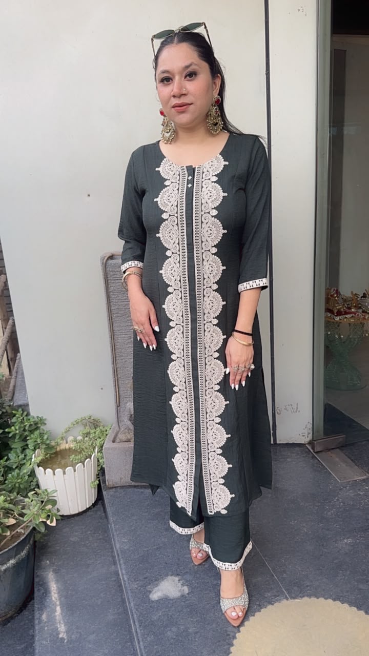 Cheeni Bottel Green Long Tunic Set