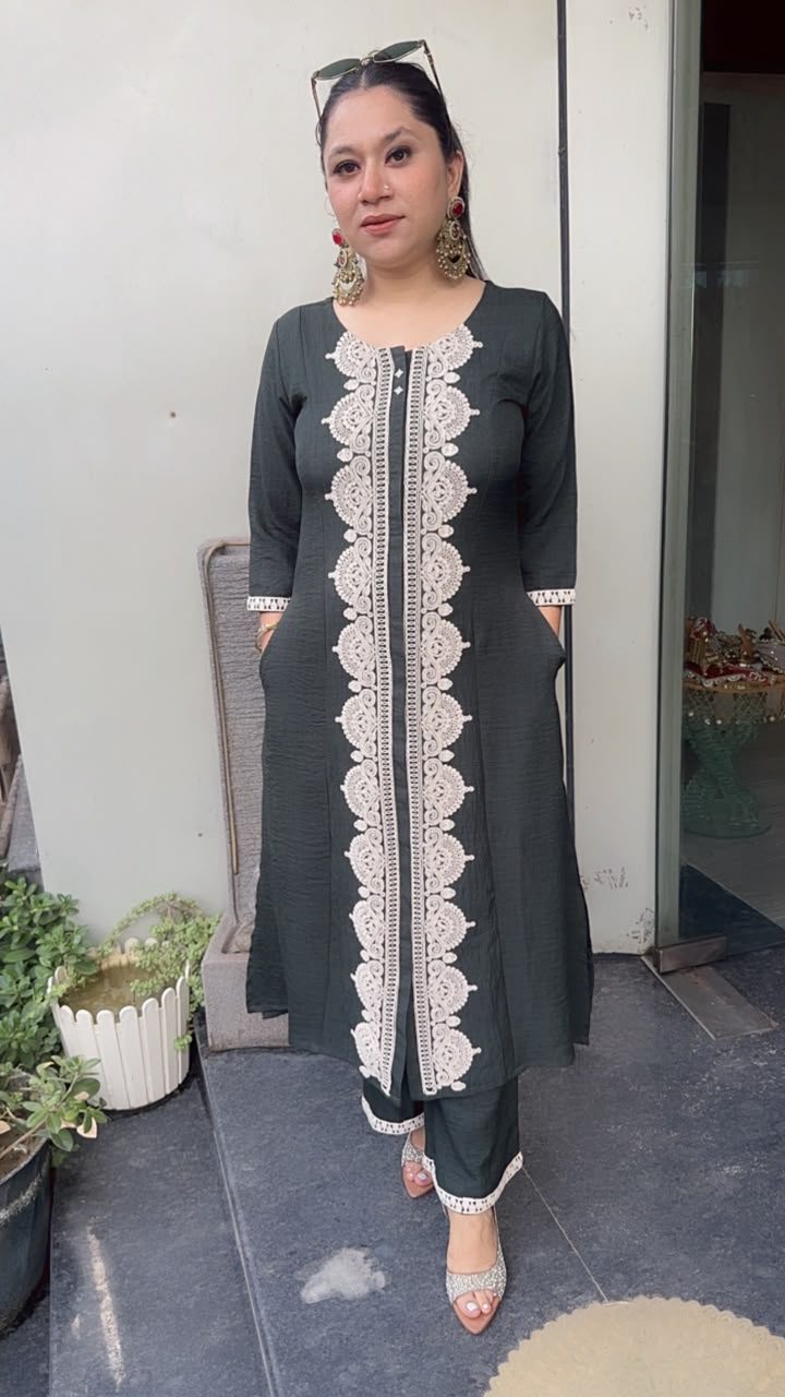 Cheeni Bottel Green Long Tunic Set