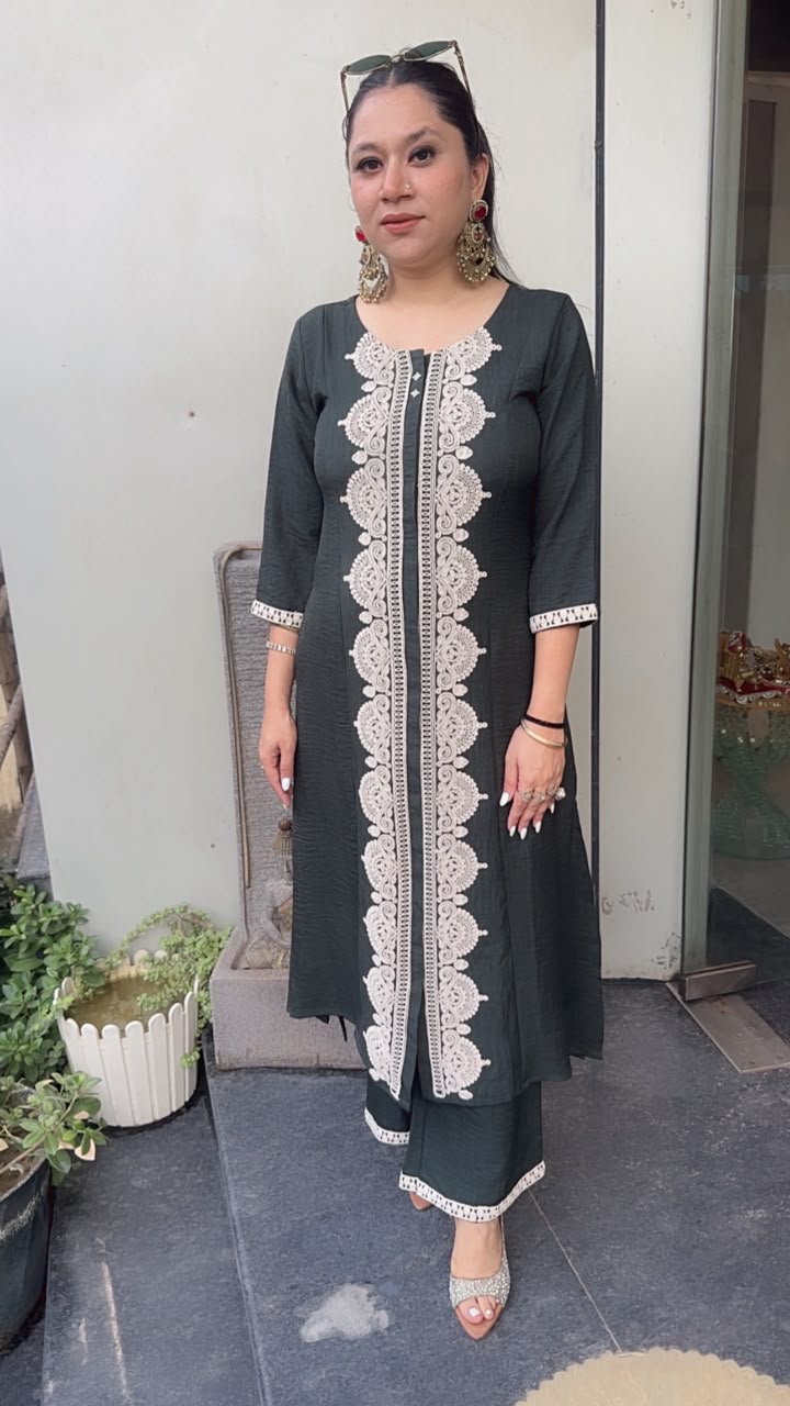 Cheeni Bottel Green Long Tunic Set
