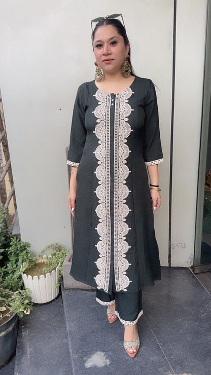 Cheeni Bottel Green Long Tunic Set