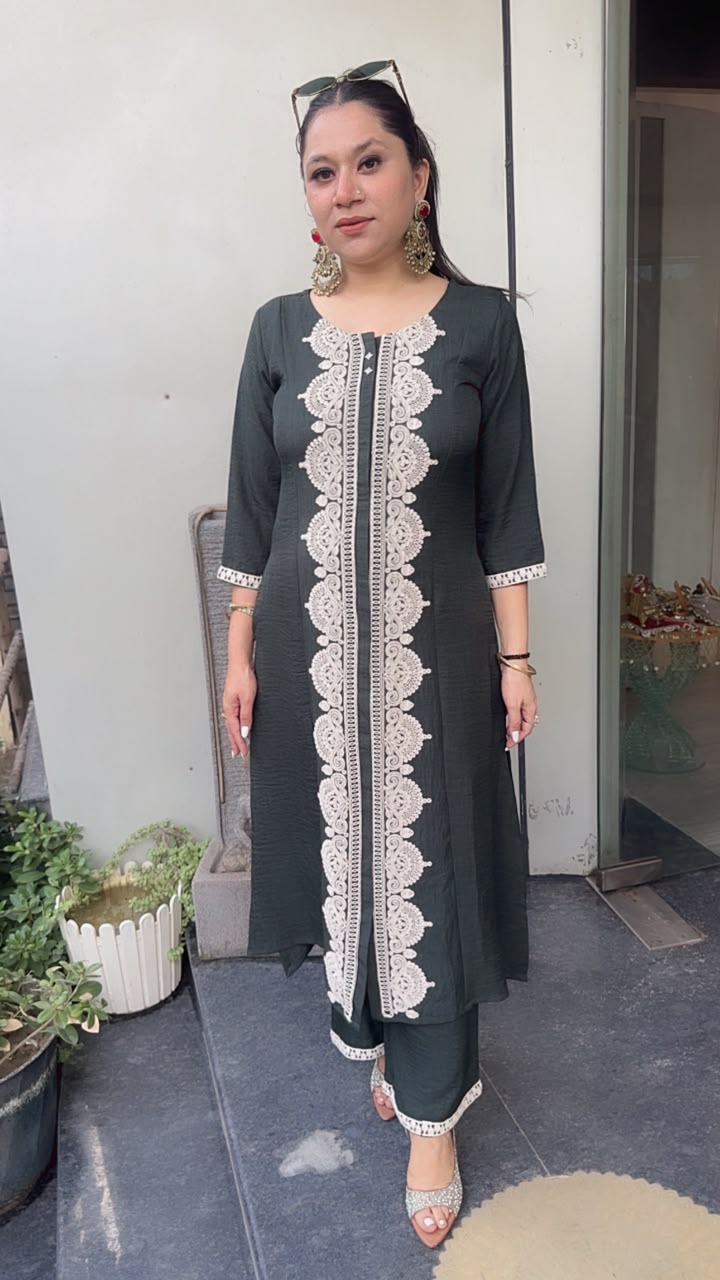 Cheeni Bottel Green Long Tunic Set