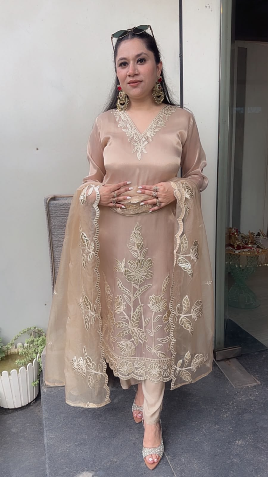 Khas Golden Aplic work Designer suit