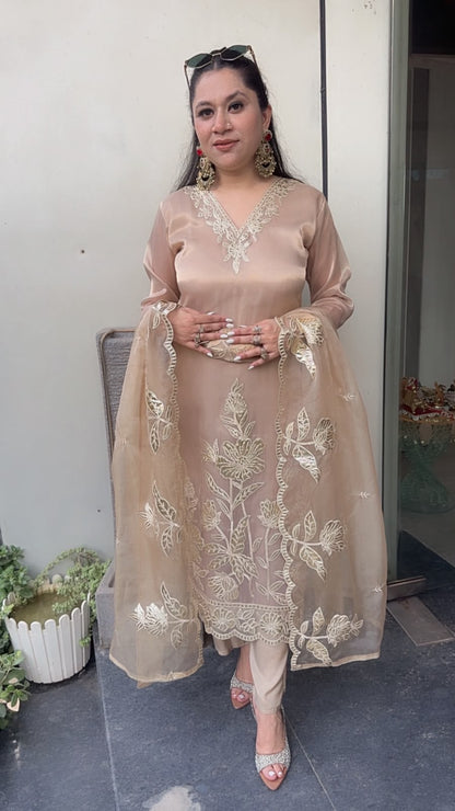 Khas Golden Aplic work Designer suit