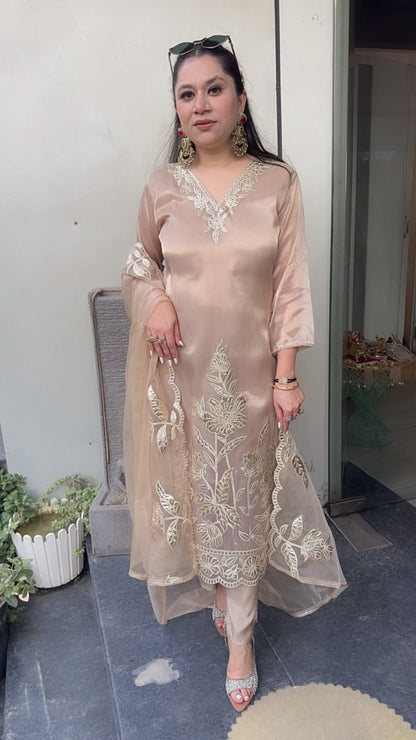 Khas Golden Aplic work Designer suit