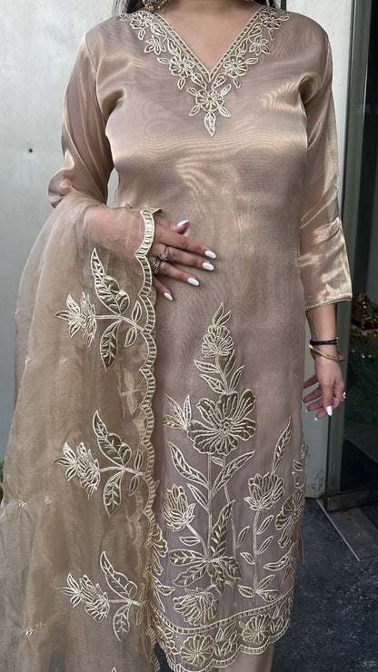Khas Golden Aplic work Designer suit