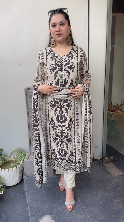 Nucci Digital print Katdana work Designer suit