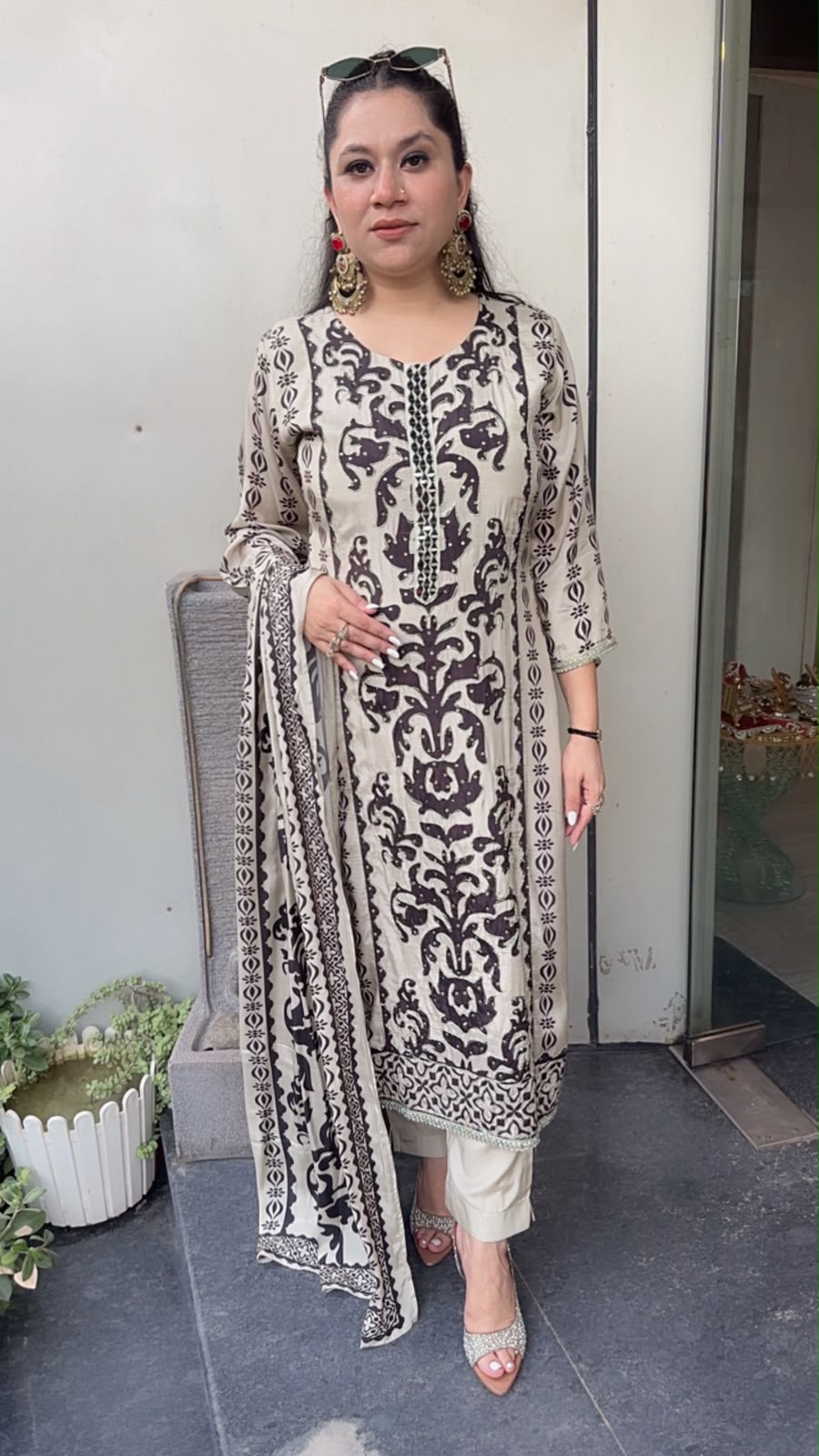 Nucci Digital print Katdana work Designer suit