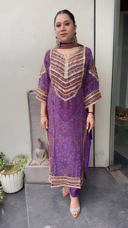 Chuski jamun Bandani Digital print Designer suit