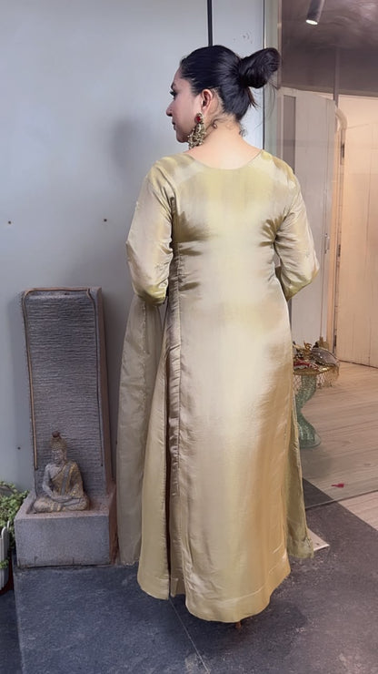 Nyraa Golden Designer A-Line Cotton Shimmer Suit