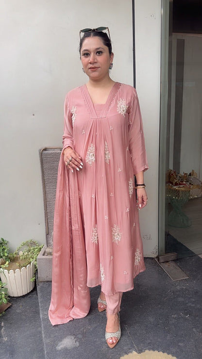 Akoya peach A-Aline pear work Designer Suit