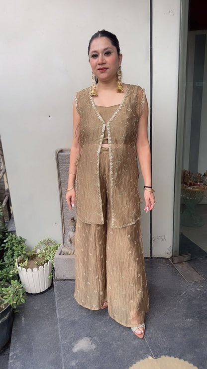 Nera Golden Shimmer 3pc Indo western Style